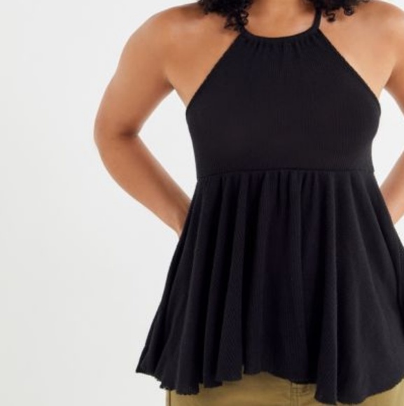 UO CLEMENTINE THERMAL HIGH-NECK BABYDOLL TANK TOP - Picture 2 of 4